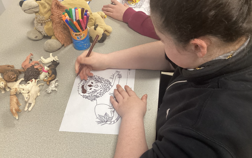 Our learners enjoying a calm moment during Wellbeing Wednesday colouring.