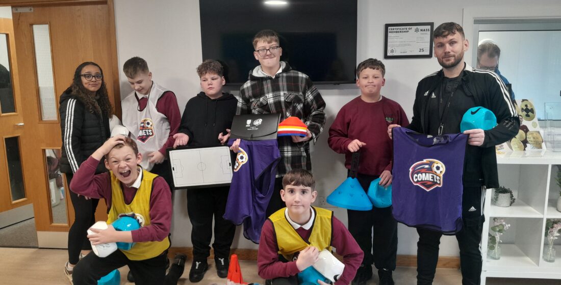 Coombswood School learners benefit from new football training equipment to support enrichment and team development.