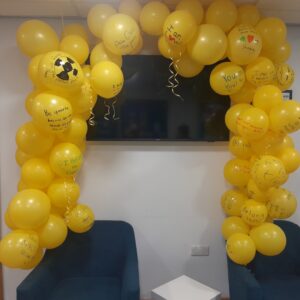 Coombswood School learners create a positive ‘belonging’ balloon display for Children’s Mental Health Week.